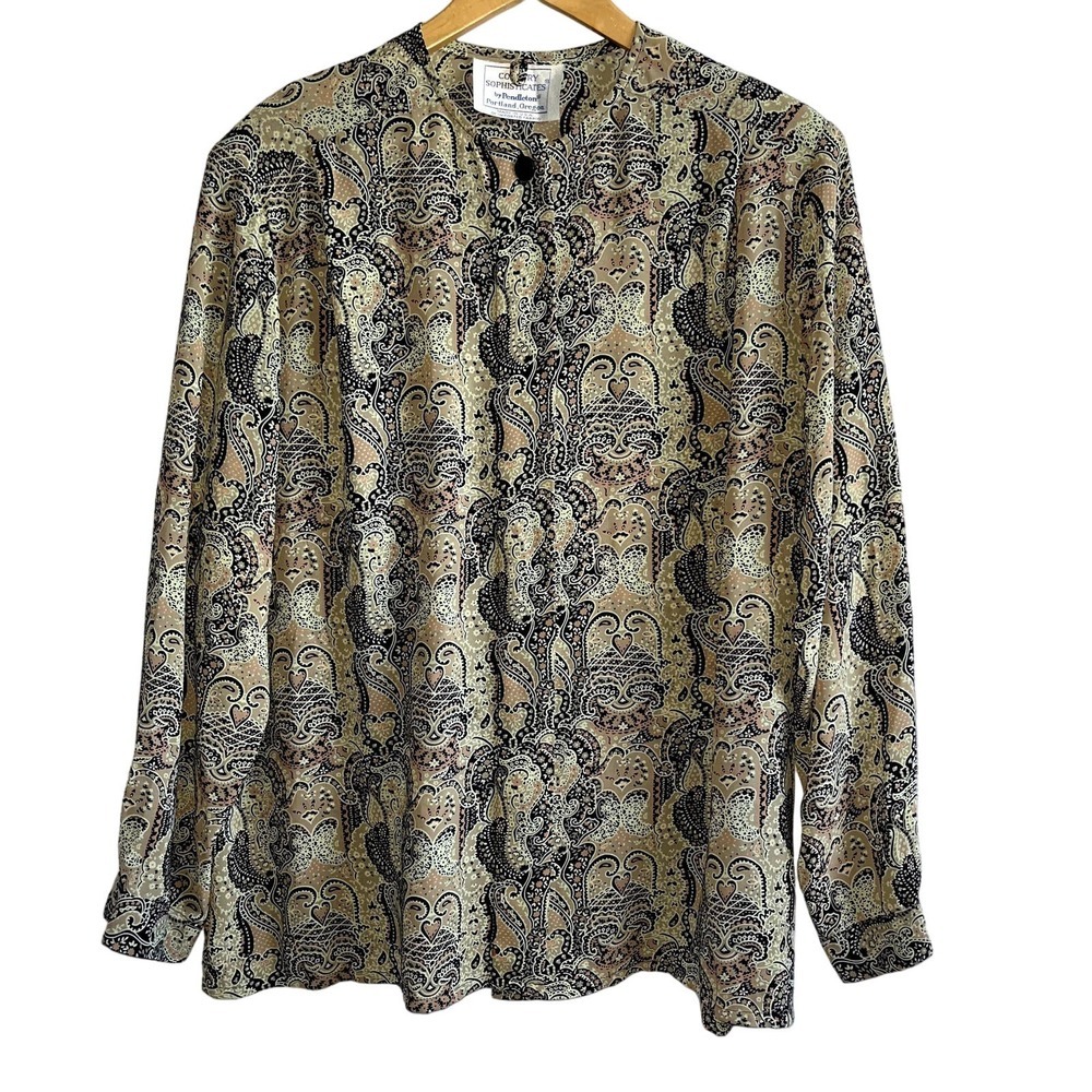 Country Sophisticates Pendleton Paisley Print Blouse Button Front 14W